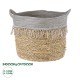 GloboStar® Artificial Garden SYROS 20283 Διακοσμητικό Πλεκτό Καλάθι - Κασπώ Γλάστρα - Flower Pot Μπεζ με Γκρι Φ28cm x Υ24cm