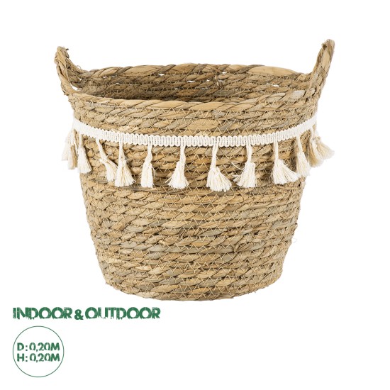GloboStar® Artificial Garden SANTORINI 20284 Διακοσμητικό Πλεκτό Καλάθι - Κασπώ Γλάστρα - Flower Pot Μπεζ με Μακραμέ Φ20cm x Υ20cm GloboStar® Artificial Garden SANTORINI 20284 Διακοσμητικό Πλεκτό Καλάθι - Κασπώ Γλάστρα - Flower Pot Μπεζ με Μακραμέ Φ20cm x Υ20cm