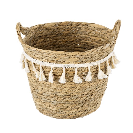 GloboStar® Artificial Garden SANTORINI 20284 Διακοσμητικό Πλεκτό Καλάθι - Κασπώ Γλάστρα - Flower Pot Μπεζ με Μακραμέ Φ20cm x Υ20cm GloboStar® Artificial Garden SANTORINI 20284 Διακοσμητικό Πλεκτό Καλάθι - Κασπώ Γλάστρα - Flower Pot Μπεζ με Μακραμέ Φ20cm x Υ20cm