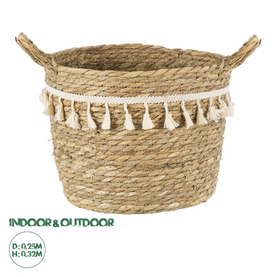 GloboStar® Artificial Garden SANTORINI 20285 Διακοσμητικό Πλεκτό Καλάθι - Κασπώ Γλάστρα - Flower Pot Μπεζ με Μακραμέ Φ25cm x Υ23cm GloboStar® Artificial Garden SANTORINI 20285 Διακοσμητικό Πλεκτό Καλάθι - Κασπώ Γλάστρα - Flower Pot Μπεζ με Μακραμέ Φ25cm x Υ23cm