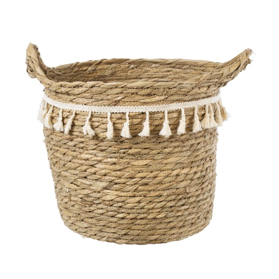 GloboStar® Artificial Garden SANTORINI 20286 Διακοσμητικό Πλεκτό Καλάθι - Κασπώ Γλάστρα - Flower Pot Μπεζ με Μακραμέ Φ31cm x Υ29cm GloboStar® Artificial Garden SANTORINI 20286 Διακοσμητικό Πλεκτό Καλάθι - Κασπώ Γλάστρα - Flower Pot Μπεζ με Μακραμέ Φ31cm x Υ29cm