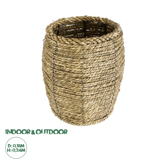 GloboStar® Artificial Garden THASSOS 20295 Διακοσμητικό Πλεκτό Καλάθι - Κασπώ Γλάστρα - Flower Pot Μπεζ Φ18 x Υ24cm