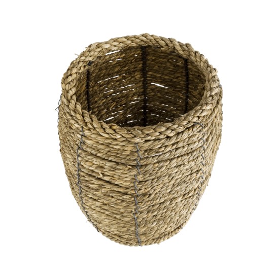 GloboStar® Artificial Garden THASSOS 20295 Διακοσμητικό Πλεκτό Καλάθι - Κασπώ Γλάστρα - Flower Pot Μπεζ Φ18 x Υ24cm