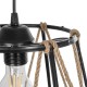 GLOBOSTAR® JUTE 203-0090 Μοντέρνο Κρεμαστό Φωτιστικό Οροφής με Ντουί 1 x E27 AC 220-240V IP20 - Μαύρο & Μπεζ - Μ30 x Π30 x Υ23cm