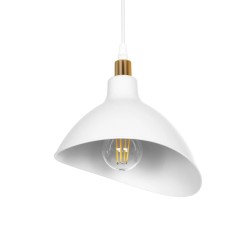 GLOBOSTAR® RIVE 203-0141 Μοντέρνο Κρεμαστό Φωτιστικό Οροφής με Ντουί 1 x E27 AC 220-240V IP20 - Λευκό & Χρυσό - Μ22 x Π20 x Υ22cm