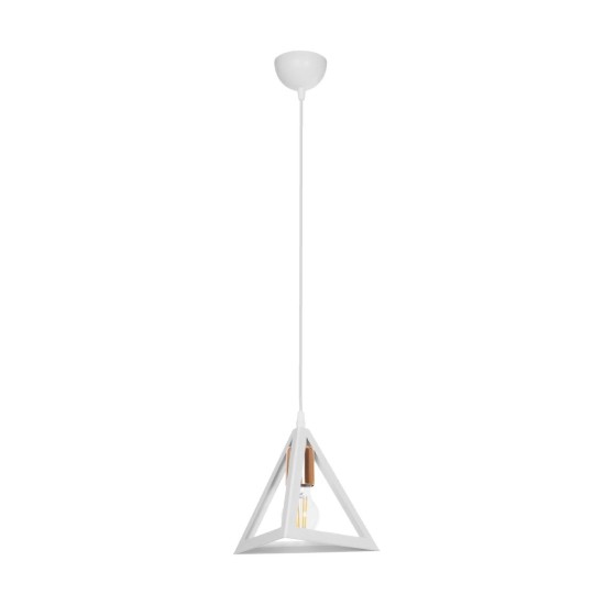 GLOBOSTAR® TRIANGLE 203-0165 Μοντέρνο Κρεμαστό Φωτιστικό Οροφής με Ντουί 1 x E27 AC 220-240V IP20 - Λευκό & Χάλκινο - Μ24 x Π24 x Υ22cm