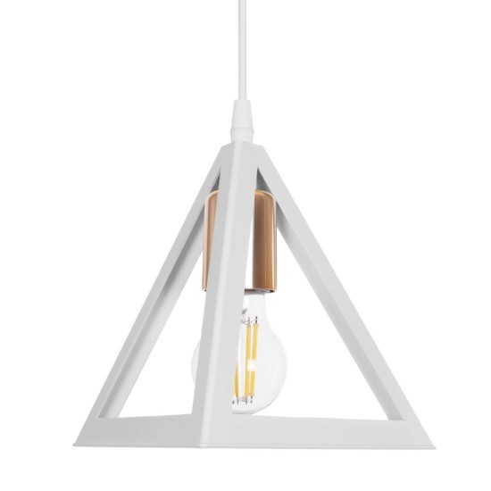 GLOBOSTAR® TRIANGLE 203-0165 Μοντέρνο Κρεμαστό Φωτιστικό Οροφής με Ντουί 1 x E27 AC 220-240V IP20 - Λευκό & Χάλκινο - Μ24 x Π24 x Υ22cm