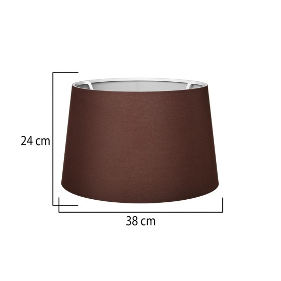 GloboStar® COVER 203-0265 Μοντέρνο Φωτιστικό Καπέλο Καφέ Ύφασμα για Ντουί E27 - Μ38 x Π38 x Υ24cm