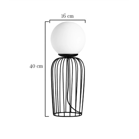 GLOBOSTAR® KAZAF 203-0295 Μοντέρνο Επιτραπέζιο Φωτιστικό Πορτατίφ με Ντουί 1 x E27 AC 220-240V IP20 - Μαύρο & Λευκό - Μ16 x Π16 x Υ40cm