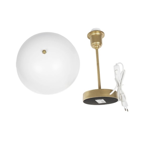GLOBOSTAR® GAZETA 203-0303 Μοντέρνο Επιτραπέζιο Φωτιστικό Πορτατίφ με Ντουί 1 x E27 AC 220-240V IP20 - Λευκό & Μπρονζέ  - Μ25 x Π25 x Υ39cm
