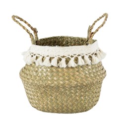 GloboStar® Artificial Garden MILOS 20306 Διακοσμητικό Ψάθινο Καλάθι - Κασπώ Γλάστρα - Flower Pot Μπεζ με Μακραμέ Φ17cm x Υ23cm GloboStar® Artificial Garden MILOS 20306 Διακοσμητικό Ψάθινο Καλάθι - Κασπώ Γλάστρα - Flower Pot Μπεζ με Μακραμέ Φ17cm x Υ23cm