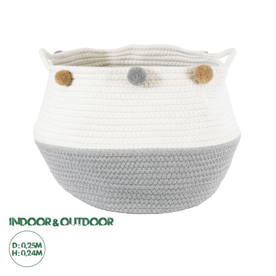 GloboStar® Artificial Garden KYTHNOS 20313 Διακοσμητικό Πλεκτό Καλάθι - Κασπώ Γλάστρα - Flower Pot Γκρι με Λευκό Φ25cm x Υ24cm GloboStar® Artificial Garden KYTHNOS 20313 Διακοσμητικό Πλεκτό Καλάθι - Κασπώ Γλάστρα - Flower Pot Γκρι με Λευκό Φ25cm x Υ24cm