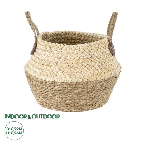 GloboStar® Artificial Garden ANDROS 20316 Διακοσμητικό Πλεκτό Καλάθι - Κασπώ Γλάστρα - Flower Pot Καφέ με Μπεζ Φ22cm x Υ26cm GloboStar® Artificial Garden ANDROS 20316 Διακοσμητικό Πλεκτό Καλάθι - Κασπώ Γλάστρα - Flower Pot Καφέ με Μπεζ Φ22cm x Υ26cm