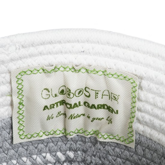 GloboStar® Artificial Garden POSITANO 20318 Διακοσμητικό Πλεκτό Καλάθι - Κασπώ Γλάστρα - Flower Pot Γκρι με Λευκό Φ20cm x Υ20cm GloboStar® Artificial Garden POSITANO 20318 Διακοσμητικό Πλεκτό Καλάθι - Κασπώ Γλάστρα - Flower Pot Γκρι με Λευκό Φ20cm x Υ20cm