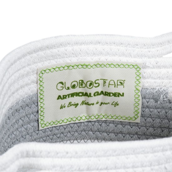 GloboStar® Artificial Garden KEFALONIA 20321 Διακοσμητικό Πλεκτό Καλάθι - Κασπώ Γλάστρα - Flower Pot Γκρι με Λευκό Φ20cm x Υ20cm GloboStar® Artificial Garden KEFALONIA 20321 Διακοσμητικό Πλεκτό Καλάθι - Κασπώ Γλάστρα - Flower Pot Γκρι με Λευκό Φ20cm x Υ20cm