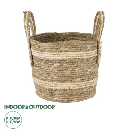 GloboStar® Artificial Garden NAXOS 20333 Διακοσμητικό Πλεκτό Καλάθι - Κασπώ Γλάστρα - Flower Pot Μπεζ με Καφέ Φ30cm x Υ26cm GloboStar® Artificial Garden NAXOS 20333 Διακοσμητικό Πλεκτό Καλάθι - Κασπώ Γλάστρα - Flower Pot Μπεζ με Καφέ Φ30cm x Υ26cm