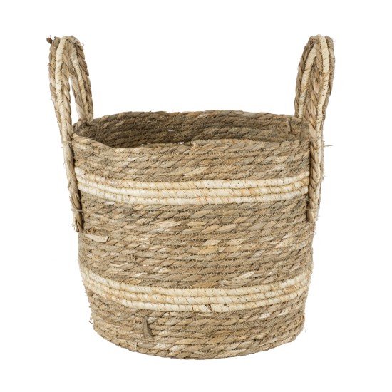 GloboStar® Artificial Garden NAXOS 20333 Διακοσμητικό Πλεκτό Καλάθι - Κασπώ Γλάστρα - Flower Pot Μπεζ με Καφέ Φ30cm x Υ26cm GloboStar® Artificial Garden NAXOS 20333 Διακοσμητικό Πλεκτό Καλάθι - Κασπώ Γλάστρα - Flower Pot Μπεζ με Καφέ Φ30cm x Υ26cm