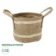 GloboStar® Artificial Garden NAXOS 20334 Διακοσμητικό Πλεκτό Καλάθι - Κασπώ Γλάστρα - Flower Pot Μπεζ με Καφέ Φ35cm x Υ30cm