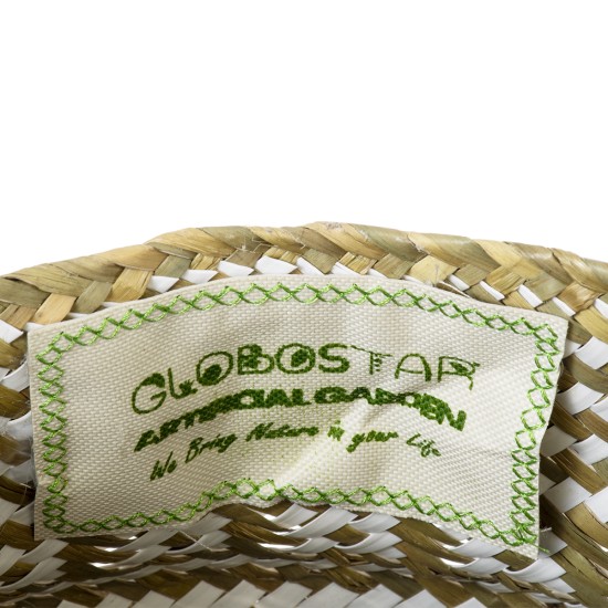 GloboStar® Artificial Garden SYMI 20338 Διακοσμητικό Ψάθινο Καλάθι - Κασπώ Γλάστρα - Flower Pot Μπεζ με Λευκό Φ18cm x Υ20cm GloboStar® Artificial Garden SYMI 20338 Διακοσμητικό Ψάθινο Καλάθι - Κασπώ Γλάστρα - Flower Pot Μπεζ με Λευκό Φ18cm x Υ20cm