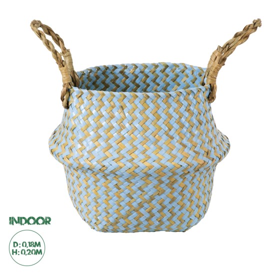 GloboStar® Artificial Garden SKYROS 20340 Διακοσμητικό Ψάθινο Καλάθι - Κασπώ Γλάστρα - Flower Pot Μπλε με Καφέ Φ18cm x Υ20cm GloboStar® Artificial Garden SKYROS 20340 Διακοσμητικό Ψάθινο Καλάθι - Κασπώ Γλάστρα - Flower Pot Μπλε με Καφέ Φ18cm x Υ20cm