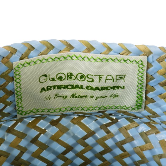 GloboStar® Artificial Garden SKYROS 20340 Διακοσμητικό Ψάθινο Καλάθι - Κασπώ Γλάστρα - Flower Pot Μπλε με Καφέ Φ18cm x Υ20cm GloboStar® Artificial Garden SKYROS 20340 Διακοσμητικό Ψάθινο Καλάθι - Κασπώ Γλάστρα - Flower Pot Μπλε με Καφέ Φ18cm x Υ20cm