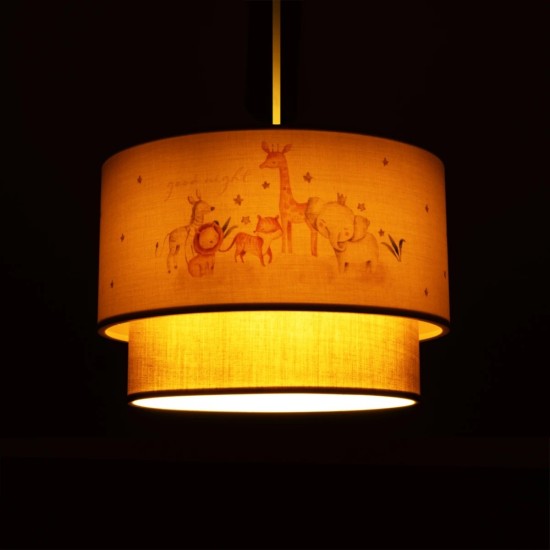 GLOBOSTAR® GIRAFFE 204-0008 Παιδικό Κρεμαστό Φωτιστικό Οροφής με Ντουί 1 x E27 AC 220-240V IP20 - Πολύχρωμο - Μ30 x Π30 x Υ24cm