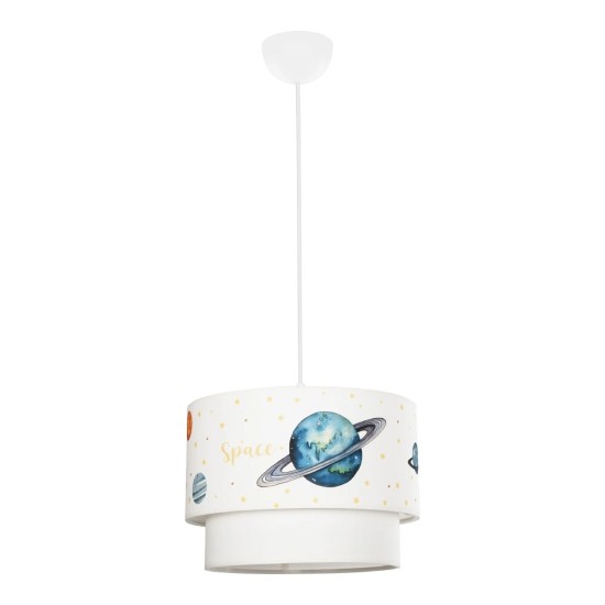 GLOBOSTAR® SATURN 204-0012 Παιδικό Κρεμαστό Φωτιστικό Οροφής με Ντουί 1 x E27 AC 220-240V IP20 - Πολύχρωμο - Μ30 x Π30 x Υ24cm