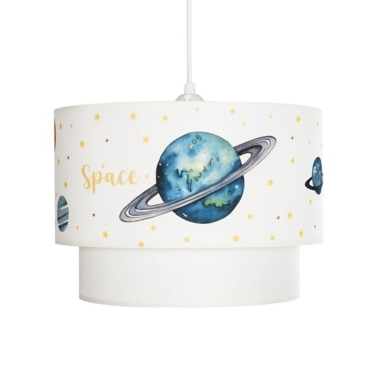 GLOBOSTAR® SATURN 204-0012 Παιδικό Κρεμαστό Φωτιστικό Οροφής με Ντουί 1 x E27 AC 220-240V IP20 - Πολύχρωμο - Μ30 x Π30 x Υ24cm