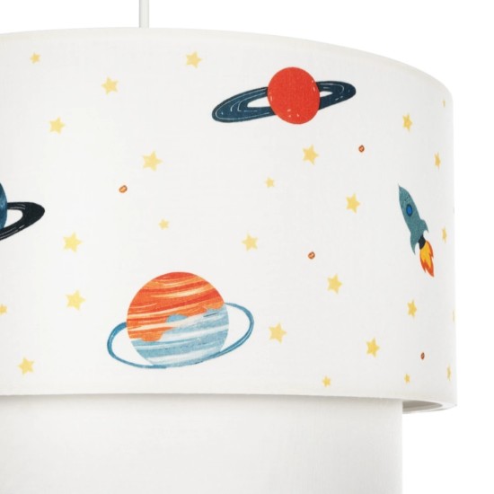 GLOBOSTAR® SATURN 204-0012 Παιδικό Κρεμαστό Φωτιστικό Οροφής με Ντουί 1 x E27 AC 220-240V IP20 - Πολύχρωμο - Μ30 x Π30 x Υ24cm