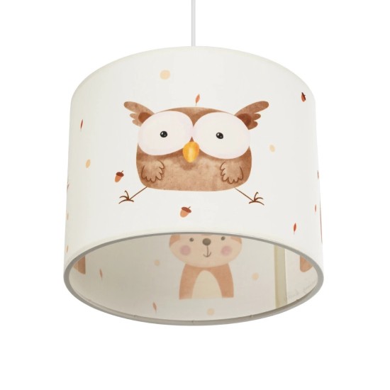 GLOBOSTAR® OWL 204-0017 Παιδικό Κρεμαστό Φωτιστικό Οροφής με Ντουί 1 x E27 AC 220-240V IP20 - Πολύχρωμο - Μ28 x Π28 x Υ24cm
