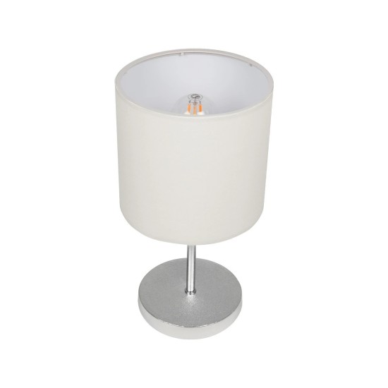 GLOBOSTAR® GLOSSY 204-0077 Μοντέρνο Επιτραπέζιο Φωτιστικό Πορτατίφ με Ντουί 1 x E27 AC 220-240V IP20 - Ασημί & Μπεζ - Μ19 x Π19 x Υ36cm