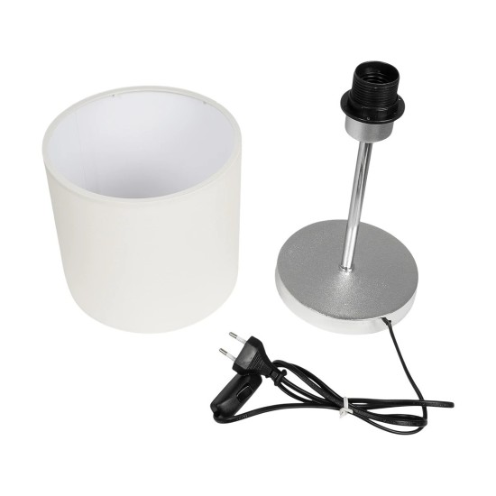 GLOBOSTAR® GLOSSY 204-0077 Μοντέρνο Επιτραπέζιο Φωτιστικό Πορτατίφ με Ντουί 1 x E27 AC 220-240V IP20 - Ασημί & Μπεζ - Μ19 x Π19 x Υ36cm