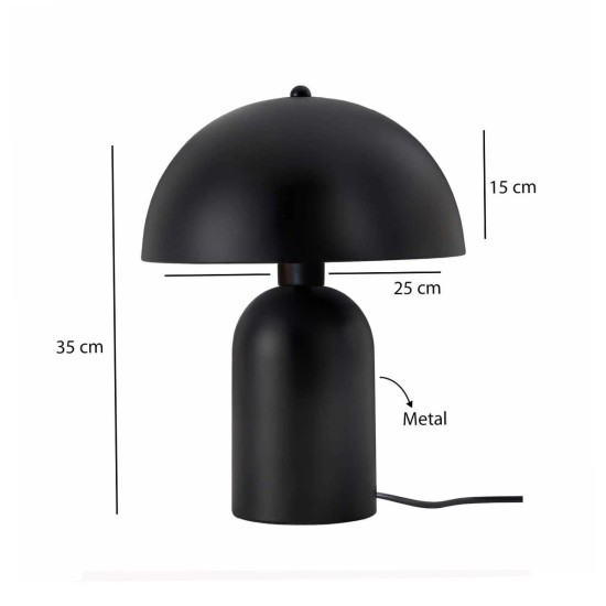 GLOBOSTAR® GASCO 204-0146 Μοντέρνο Επιτραπέζιο Φωτιστικό Πορτατίφ με Ντουί 1 x E27 AC 220-240V IP20 - Μαύρο - Μ26 x Π26 x Υ35cm