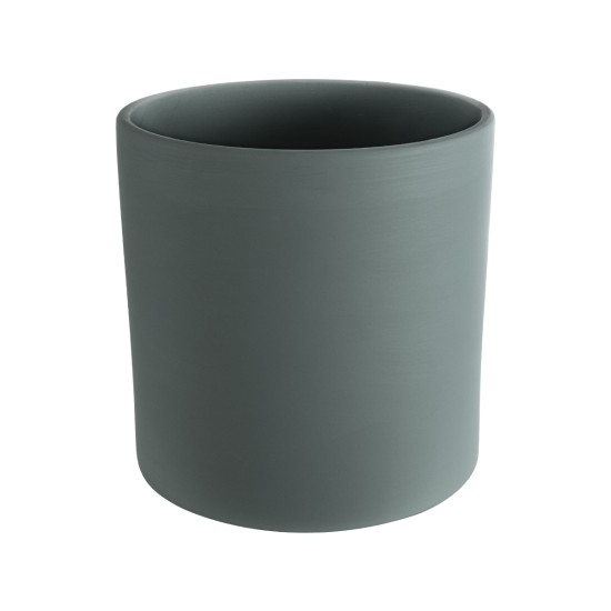 GloboStar® Artificial Garden NAPOLI 20495 Διακοσμητικό Κεραμικό Κασπώ Γλάστρα - Flower Pot Γκρι Πράσινο με Χρυσό Φ20 x Υ20cm