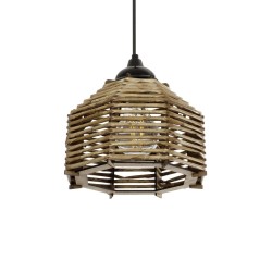GLOBOSTAR® JUTTI 205-0040 Boho Κρεμαστό Φωτιστικό Οροφής με Ντουί 1 x E27 AC 220-240V IP20 - Μπεζ - M20 x Π20 x Υ18cm