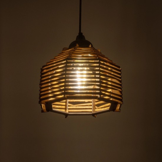GLOBOSTAR® JUTTI 205-0040 Boho Κρεμαστό Φωτιστικό Οροφής με Ντουί 1 x E27 AC 220-240V IP20 - Μπεζ - M20 x Π20 x Υ18cm