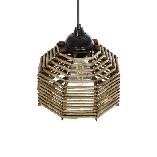 GLOBOSTAR® JUTTI 205-0040 Boho Κρεμαστό Φωτιστικό Οροφής με Ντουί 1 x E27 AC 220-240V IP20 - Μπεζ - M20 x Π20 x Υ18cm