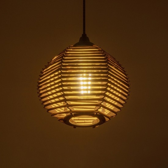 GLOBOSTAR® JUTTI 205-0041 Boho Κρεμαστό Φωτιστικό Οροφής με Ντουί 1 x E27 AC 220-240V IP20 - Μπεζ - M20 x Π20 x Υ18cm