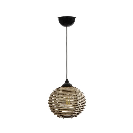 GLOBOSTAR® JUTTI 205-0041 Boho Κρεμαστό Φωτιστικό Οροφής με Ντουί 1 x E27 AC 220-240V IP20 - Μπεζ - M20 x Π20 x Υ18cm