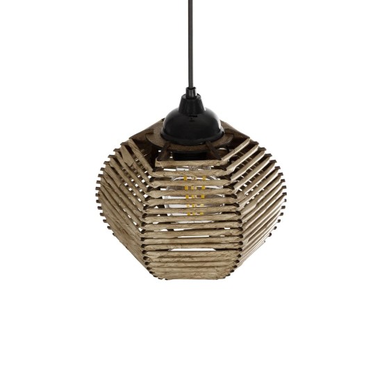GLOBOSTAR® JUTTI 205-0041 Boho Κρεμαστό Φωτιστικό Οροφής με Ντουί 1 x E27 AC 220-240V IP20 - Μπεζ - M20 x Π20 x Υ18cm