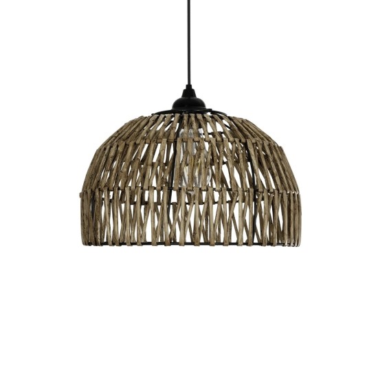 GLOBOSTAR® ARANCIA 205-0047 Boho Κρεμαστό Φωτιστικό Οροφής με Ντουί 1 x E27 AC 220-240V IP20 - Μπεζ - M35 x Π35 x Υ26cm