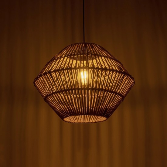GLOBOSTAR® ARANCIA 205-0048 Boho Κρεμαστό Φωτιστικό Οροφής με Ντουί 1 x E27 AC 220-240V IP20 - Μπεζ - M46 x Π46 x Υ35cm