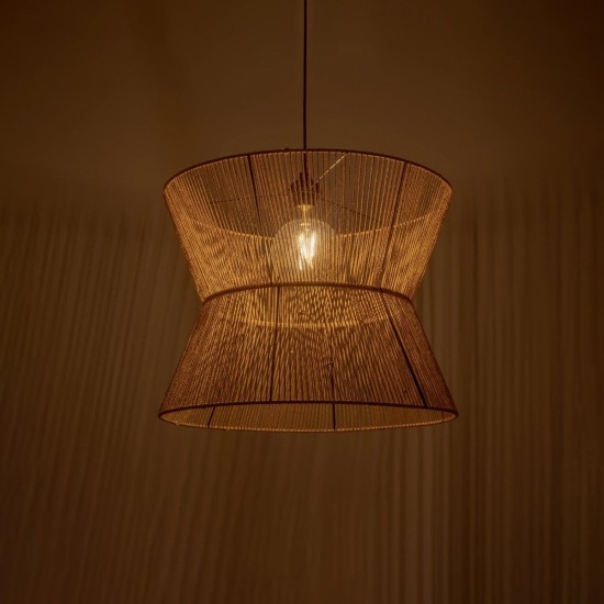 GLOBOSTAR® UPCONE 205-0056 Boho Κρεμαστό Φωτιστικό Οροφής με Ντουί 1 x E27 AC 220-240V IP20 - Μπεζ - M50 x Π50 x Υ43cm