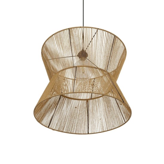 GLOBOSTAR® UPCONE 205-0056 Boho Κρεμαστό Φωτιστικό Οροφής με Ντουί 1 x E27 AC 220-240V IP20 - Μπεζ - M50 x Π50 x Υ43cm
