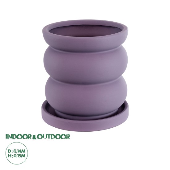 GloboStar® Artificial Garden BOGOTA 20500 Διακοσμητικό Κεραμικό Κασπώ Γλάστρα - Flower Pot Μωβ Φ14 x Υ15cm GloboStar® Artificial Garden BOGOTA 20500 Διακοσμητικό Κεραμικό Κασπώ Γλάστρα - Flower Pot Μωβ Φ14 x Υ15cm