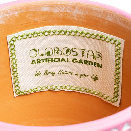 GloboStar® Artificial Garden MARRAKECH 20505 Διακοσμητικό Κεραμικό Κασπώ Γλάστρα - Flower Pot Ροζ με Λευκό Φ16 x Υ16cm GloboStar® Artificial Garden MARRAKECH 20505 Διακοσμητικό Κεραμικό Κασπώ Γλάστρα - Flower Pot Ροζ με Λευκό Φ16 x Υ16cm