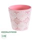 GloboStar® Artificial Garden CAIRO 20516 Διακοσμητικό Κεραμικό Κασπώ Γλάστρα - Flower Pot Λευκό με Ροζ Φ14 x Υ13cm GloboStar® Artificial Garden CAIRO 20516 Διακοσμητικό Κεραμικό Κασπώ Γλάστρα - Flower Pot Λευκό με Ροζ Φ14 x Υ13cm