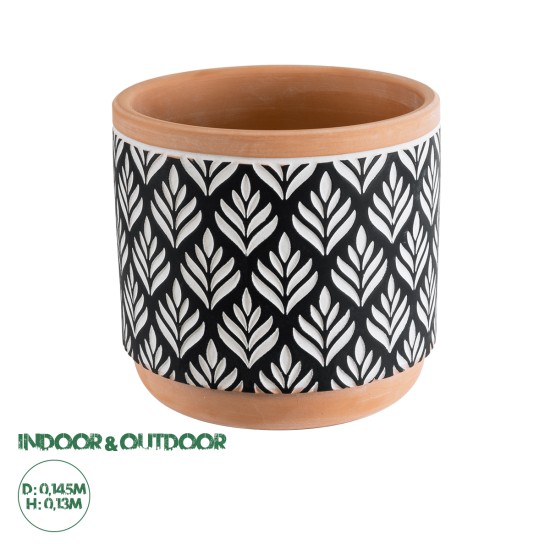 GloboStar® Artificial Garden AGRA 20522 Διακοσμητικό Κεραμικό Κασπώ Γλάστρα - Flower Pot Μαύρο με Λευκό και Μπεζ Φ14.5 x Υ13cm GloboStar® Artificial Garden AGRA 20522 Διακοσμητικό Κεραμικό Κασπώ Γλάστρα - Flower Pot Μαύρο με Λευκό και Μπεζ Φ14.5 x Υ13cm