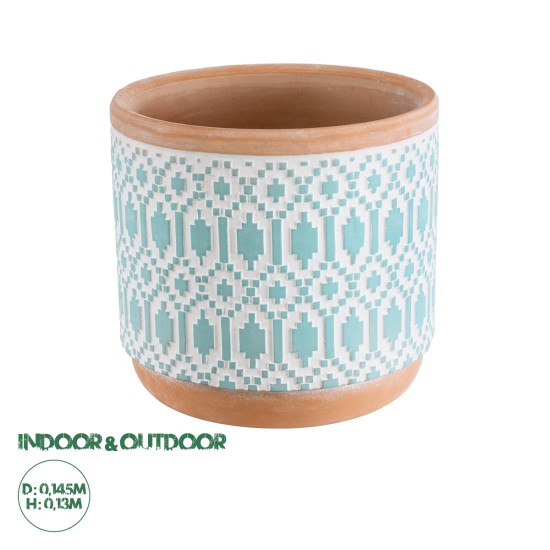 GloboStar® Artificial Garden DELHI 20523 Διακοσμητικό Κεραμικό Κασπώ Γλάστρα - Flower Pot Γαλάζιο με Λευκό και Μπεζ Φ14.5 x Υ13cm GloboStar® Artificial Garden DELHI 20523 Διακοσμητικό Κεραμικό Κασπώ Γλάστρα - Flower Pot Γαλάζιο με Λευκό και Μπεζ Φ14.5 x Υ13cm