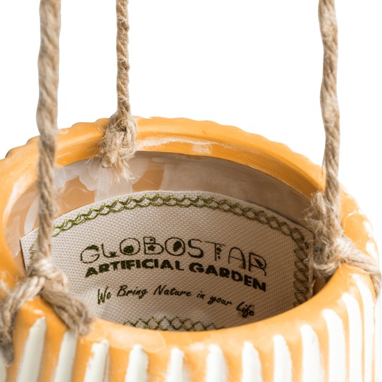 GloboStar® Artificial Garden BUBASTIS 20528 Κρεμαστό Διακοσμητικό Κεραμικό Κασπώ Γλάστρα - Flower Pot Πορτοκαλί με Λευκό Φ13 x Υ10.5cm GloboStar® Artificial Garden BUBASTIS 20528 Κρεμαστό Διακοσμητικό Κεραμικό Κασπώ Γλάστρα - Flower Pot Πορτοκαλί με Λευκό Φ13 x Υ10.5cm